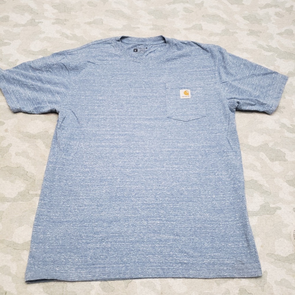 Carhartt Shirt Men's Medium Blue‎ Pockets Loose Fit Short Sleeve Work Wear